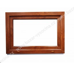Okno plastové 1000x500 mm, zlatý dub/bílá, levé, BEZ VENTILACE