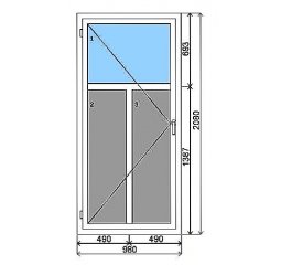 Plastové vedlejší vchodové dveře 980x2080 mm, sklo 1/3, bílá/bílá, levé