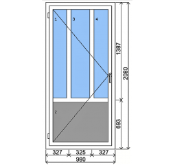Plastové vedlejší vchodové dveře  980x2080 mm, 3 dlouhá skla, bílá/bílá, levé