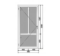 Plastové vedlejší vchodové dveře 980x2080 mm, plné, členěné, bílá/bílá, levé