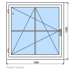 Okno plastové 1200x1200mm, meziskelní mřížka bílá 8mm, bílá/bílá - SLEVA 40%